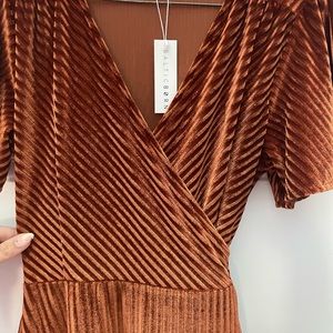 NWT Baltic Born Copper Ribbed Velvet Wrap Dress